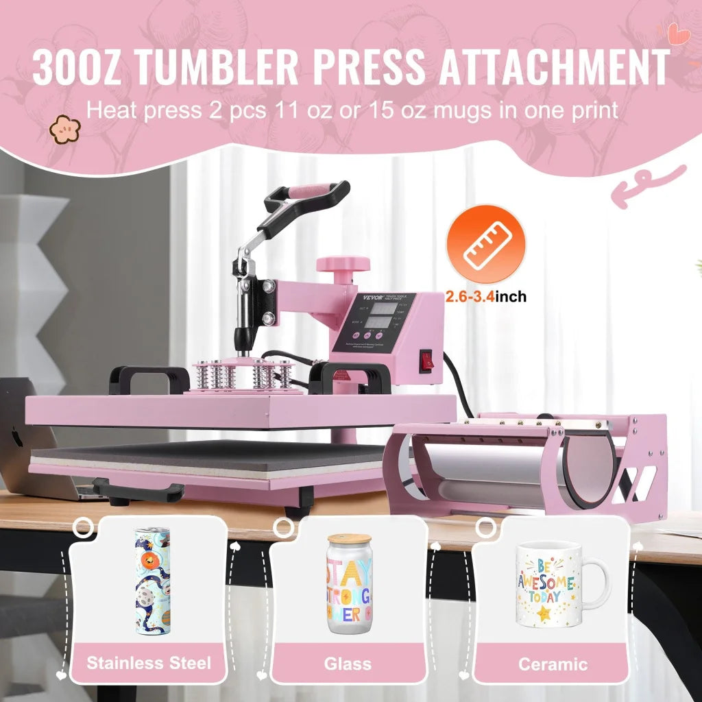 Pink vevor heat press with material finish and practical fittings