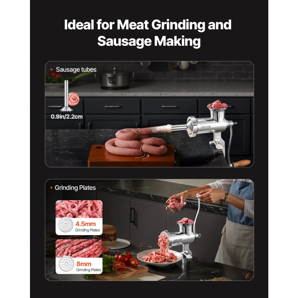 Heavy Duty Meat Grinder Manual Sausage Filler Stainless Steel