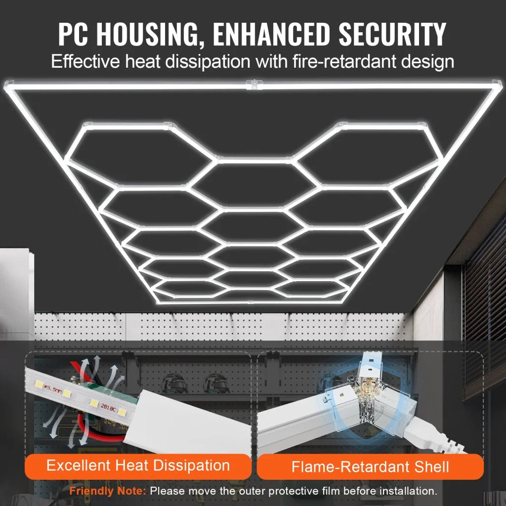 VEVOR Hexagon Garage Lights 86400LM 5 Grid Honeycomb LED