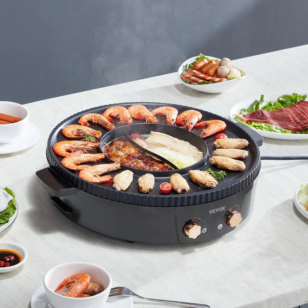 VEVOR Hot Pot with Grill 1800W 2-in-1 Electric Smokeless