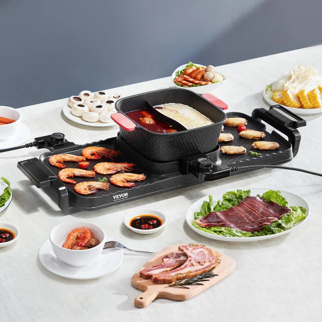 VEVOR Hot Pot with Grill 2300W 2-in-1 Electric Smokeless