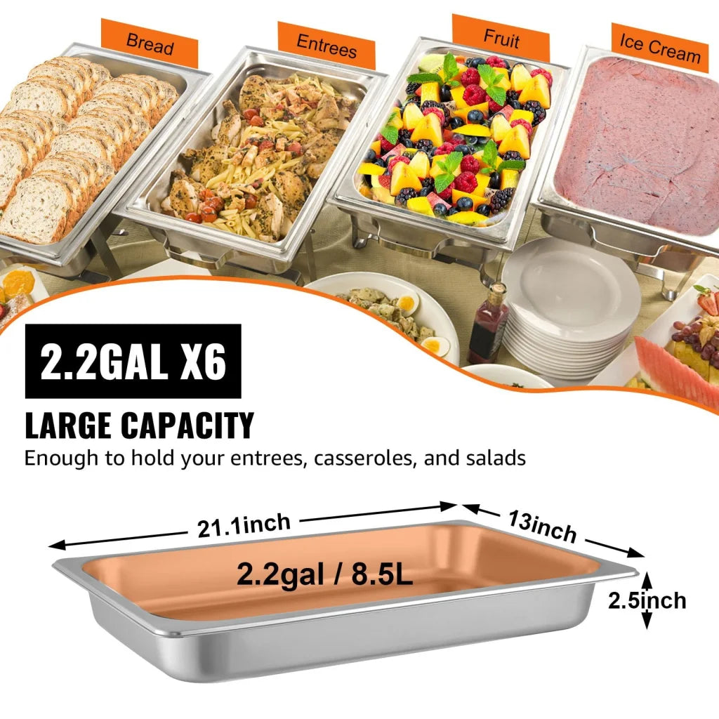 VEVOR Hotel Pans Full Size 2.5 Inch Deep Steam Table Pan 6