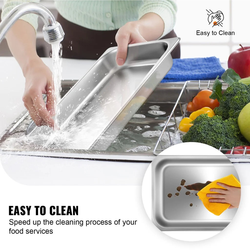VEVOR Hotel Pans Full Size 2.5 Inch Deep Steam Table Pan 6