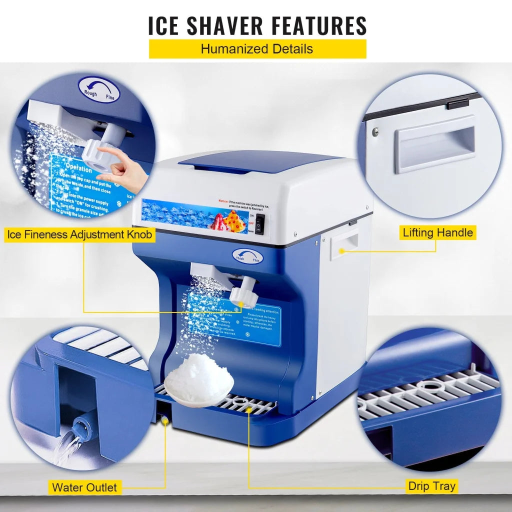 VEVOR Ice Shaver 265LBS/Hour Snow Cone Frozen Ice Shaving