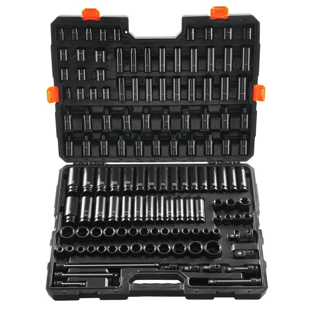 VEVOR Impact Sockets Set 130PCS 6-Point 3/8’’ & 1/2’’ Drive