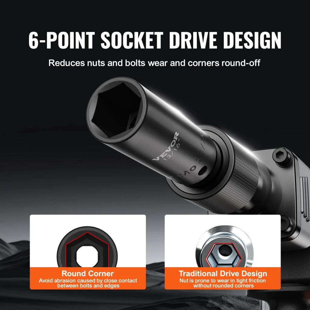 VEVOR Impact Sockets Set 59pcs 6-Point 3/8’’ & 1/2’’ Drive