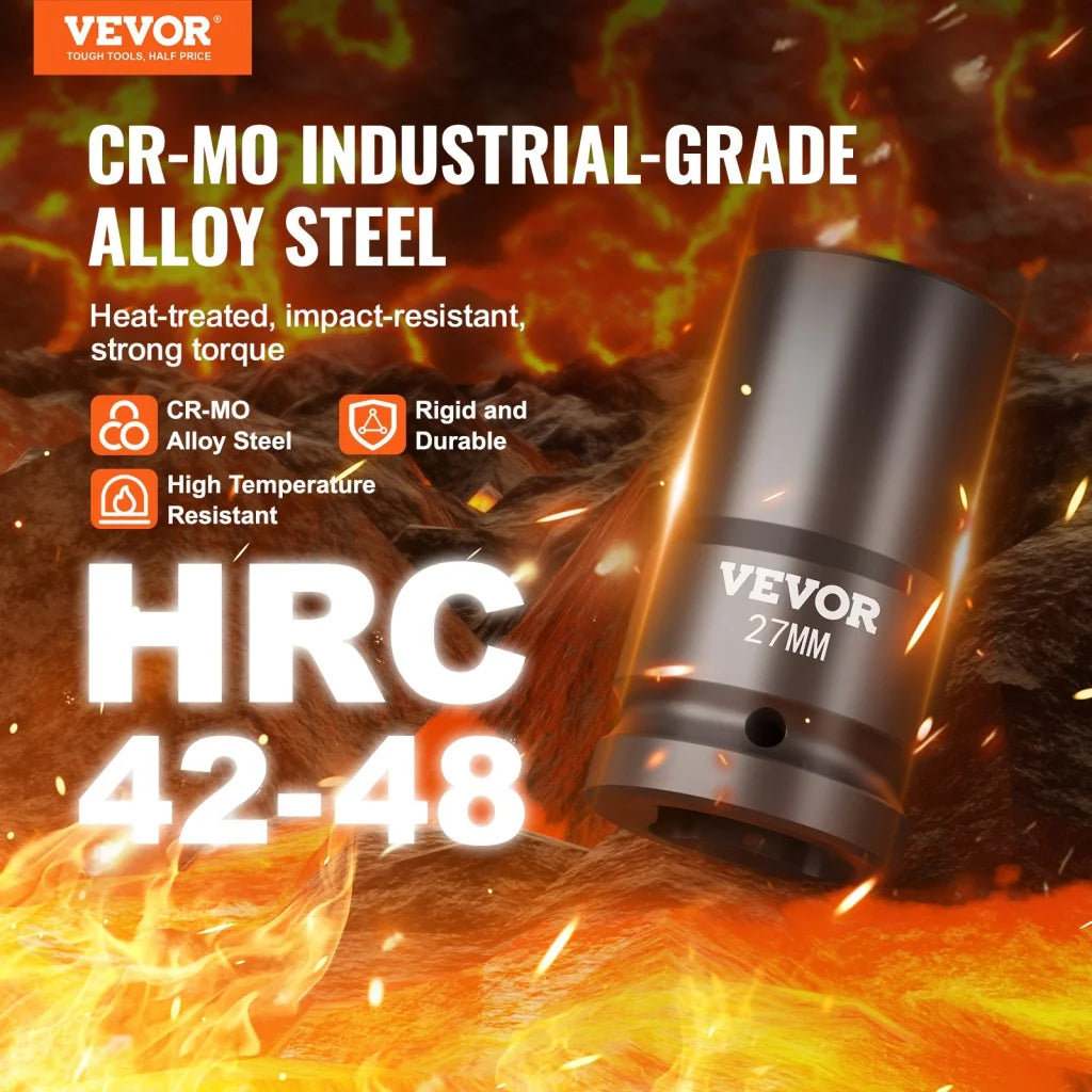 VEVOR Impact Sockets Set 8pcs 6-Point 1’’ Drive Bit Ratchet