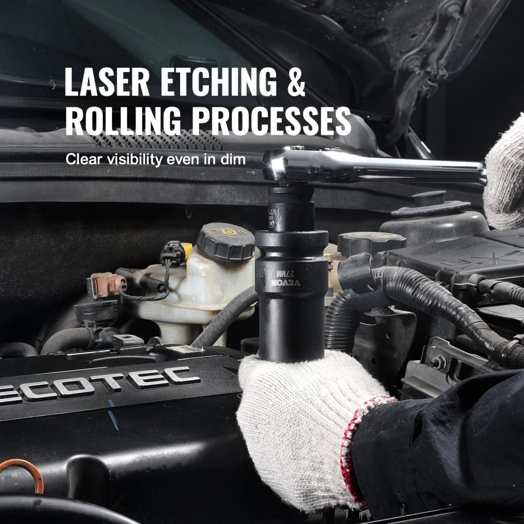 VEVOR Impact Sockets Set 8pcs 6-Point 1’’ Drive Bit Ratchet