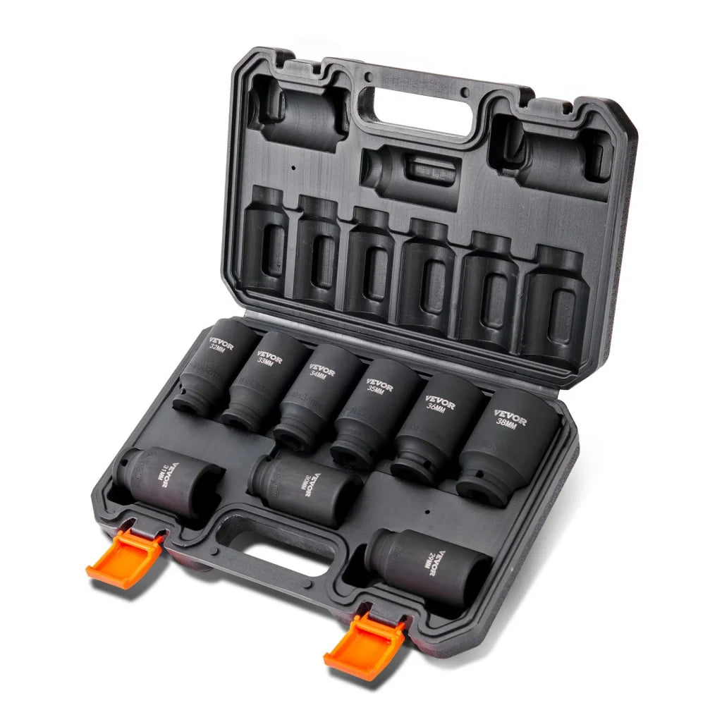 VEVOR Impact Sockets Set 9pcs 6-Point 1/2in Metric Drive