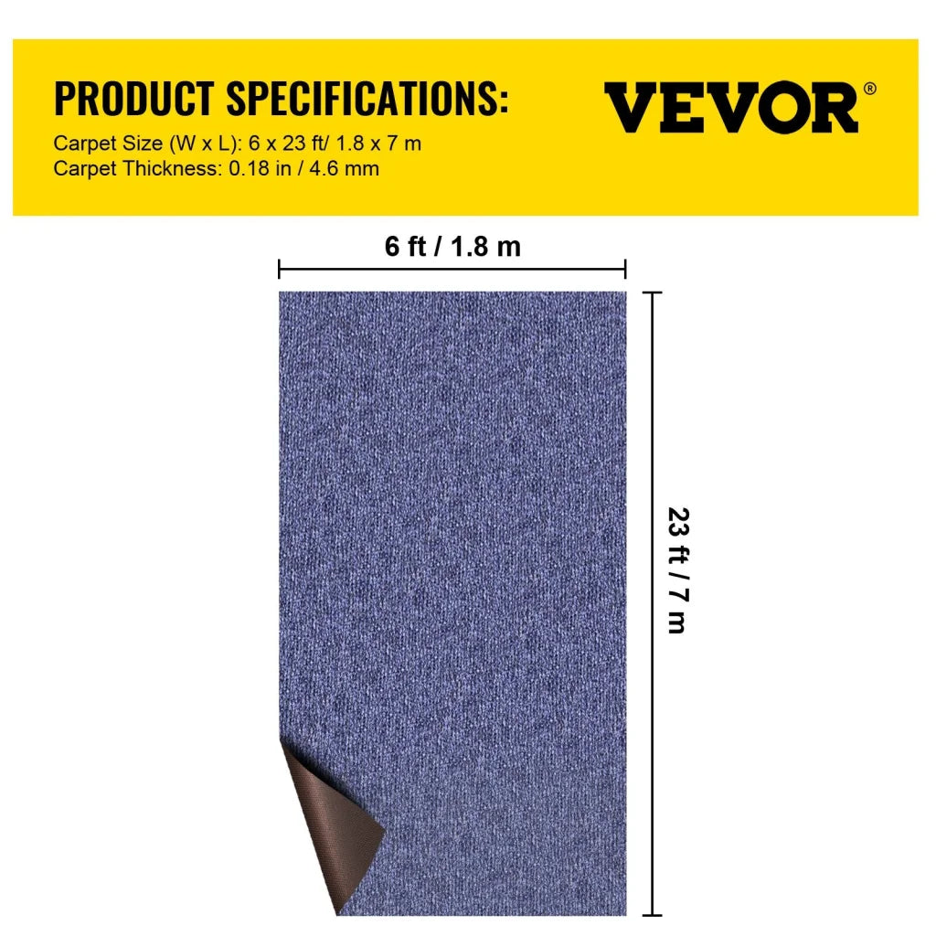 VEVOR Indoor Outdoor Rug Carpet Blue 6x23ft Area Rugs