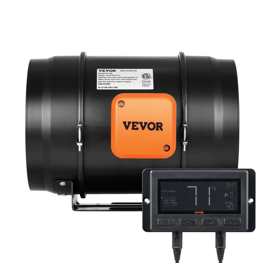 VEVOR Inline Duct Fan 203.2mm 506.2 CFM with Temperature