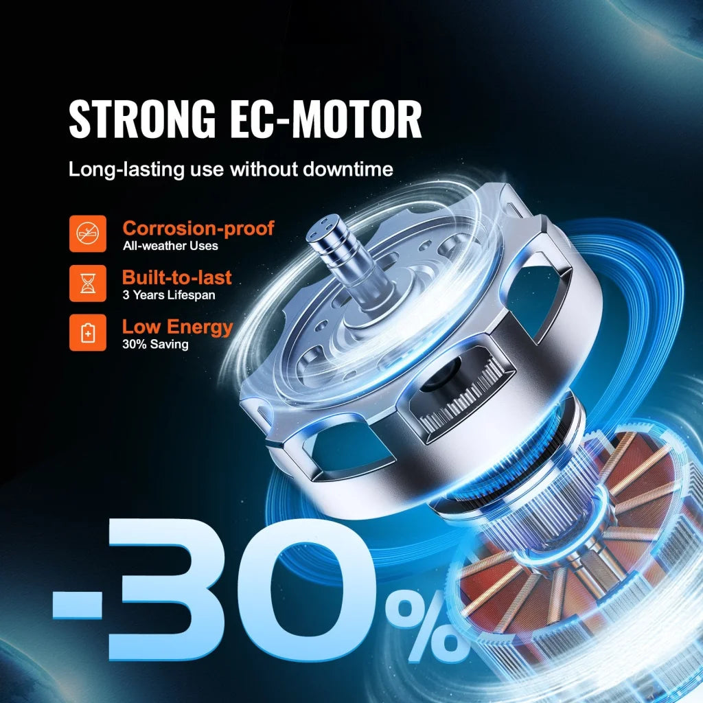 VEVOR Inline Duct Fan 203.2mm 506.2 CFM with Temperature