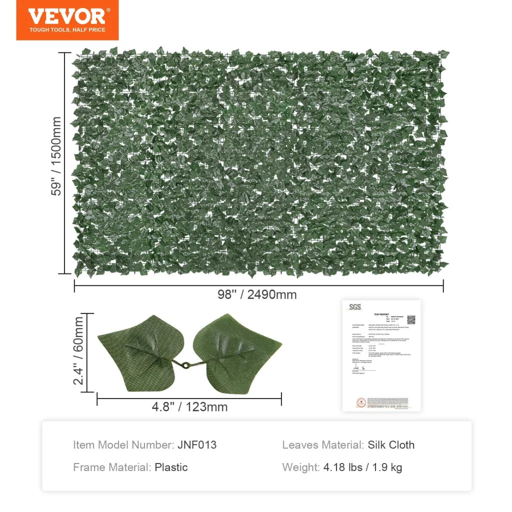 VEVOR Ivy Privacy Fence 1500 x 2490 mm Artificial Green