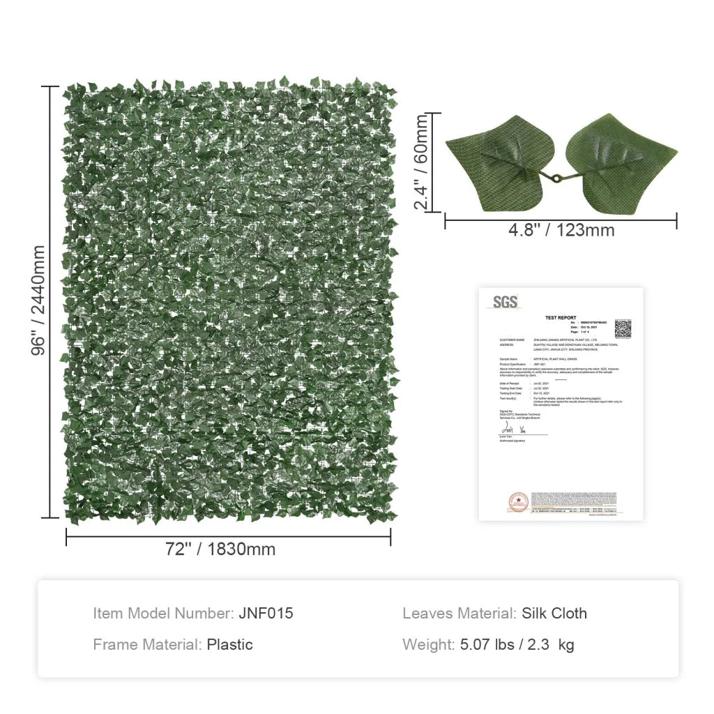 VEVOR Ivy Privacy Fence 2440 x 1830 mm Artificial Green