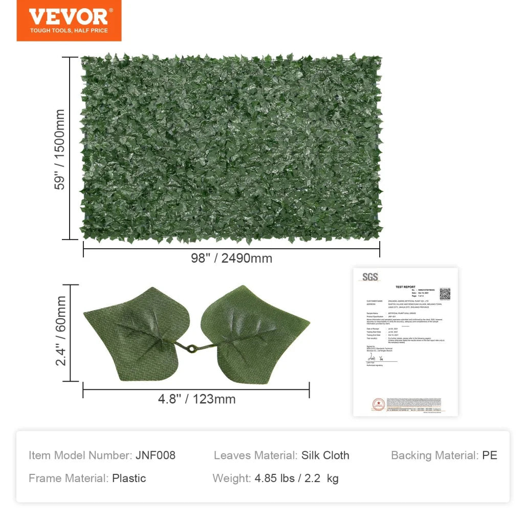 VEVOR Ivy Privacy Fence 59 x 98 in Artificial Green Wall