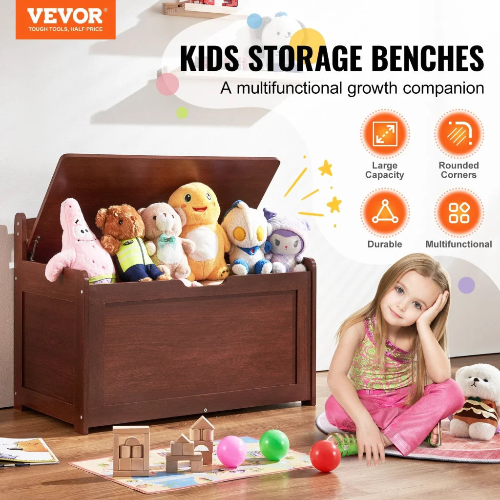 VEVOR Kids Toy Storage Bench Wooden Toy Box Chest 32.68 x