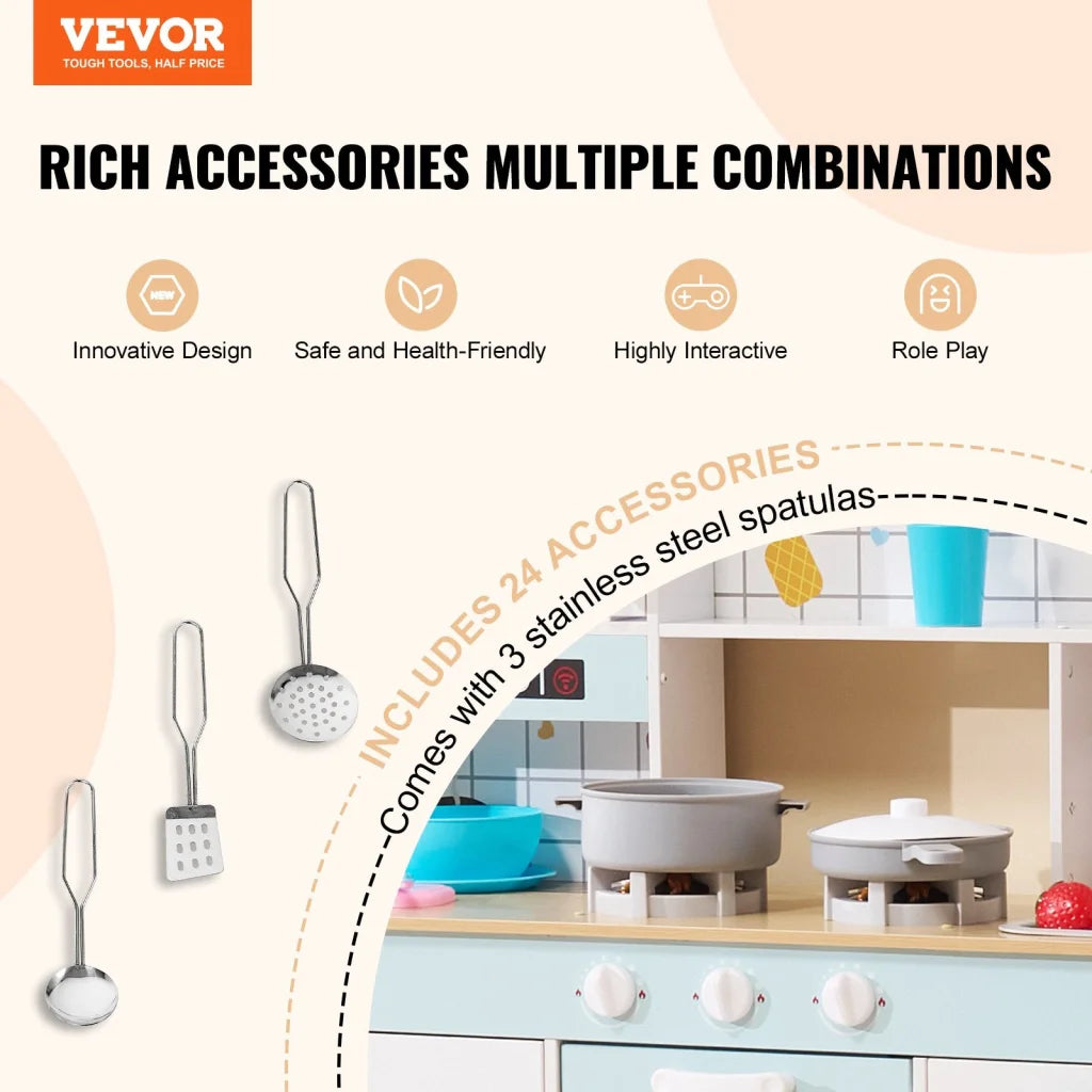 VEVOR Kitchen Playset Kids Pretend Cooking Play Toy 24