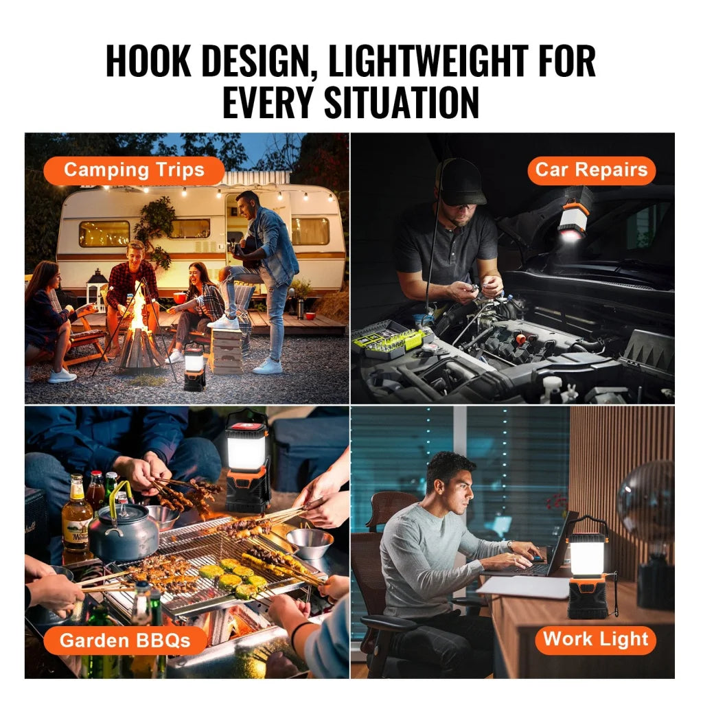 VEVOR LED Camping Lantern Battery Powered All-in-one