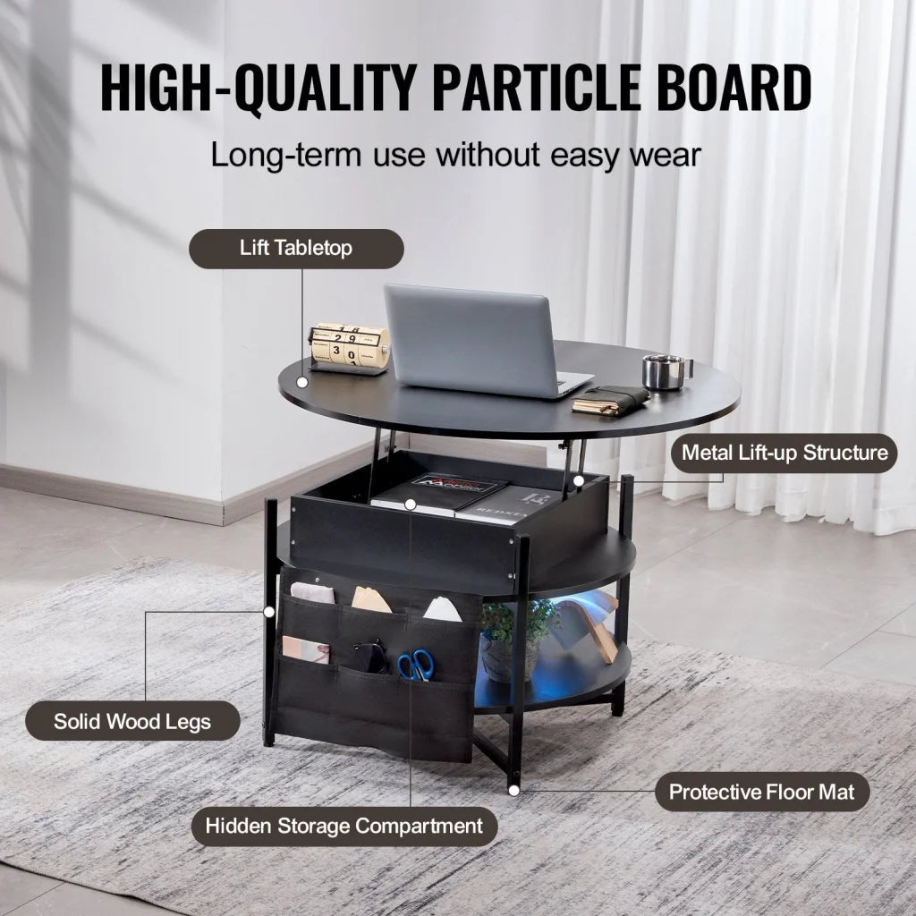 VEVOR Lift Top Coffee Table 35.3’’ Round Coffee Table