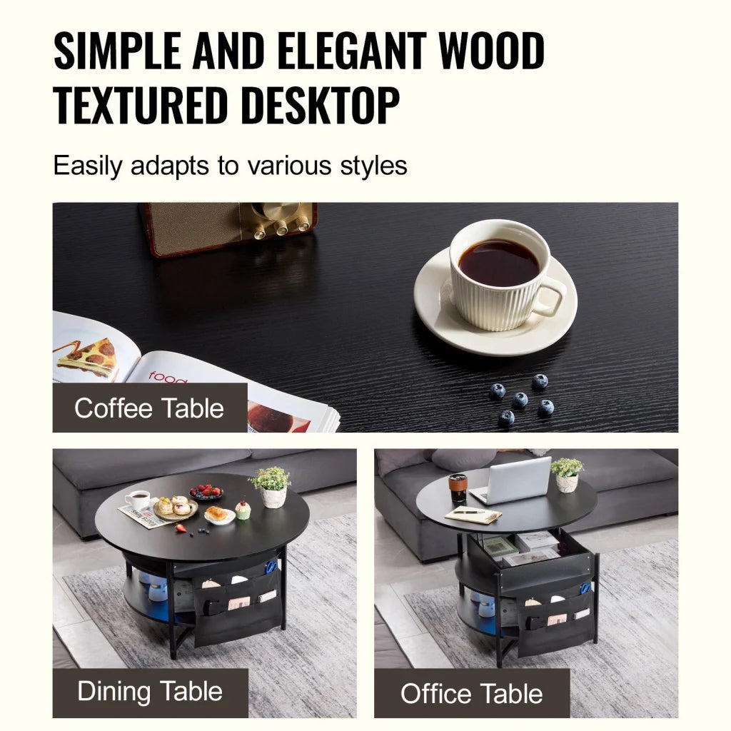 VEVOR Lift Top Coffee Table 35.3’’ Round Coffee Table