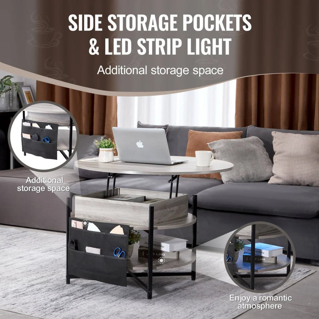 VEVOR Lift Top Coffee Table 35.3’’ Round Coffee Table