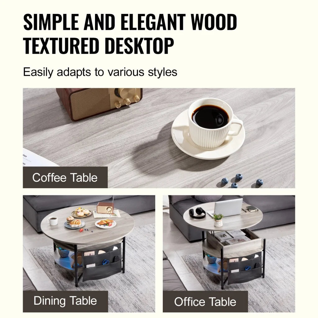 VEVOR Lift Top Coffee Table 35.3’’ Round Coffee Table