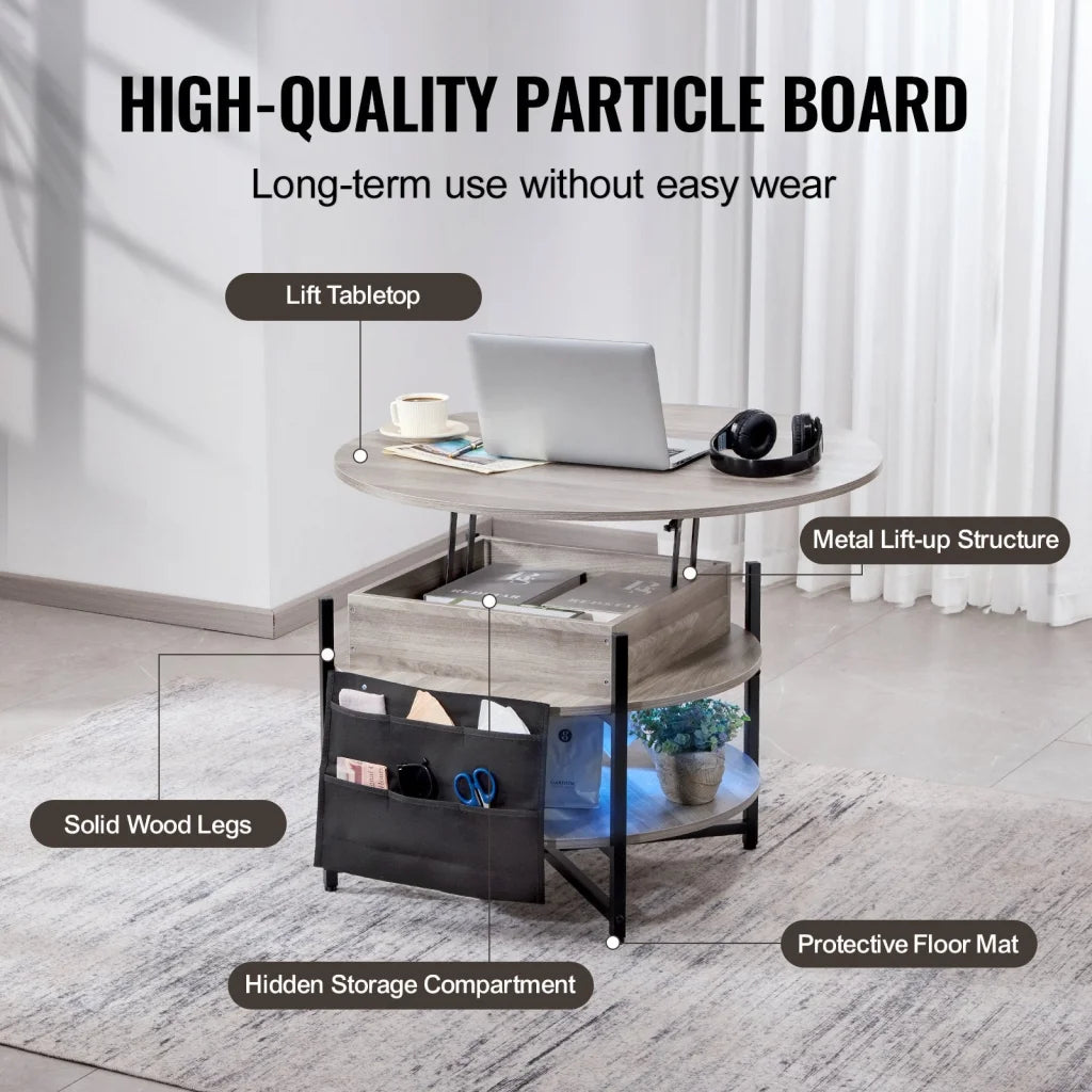 VEVOR Lift Top Coffee Table 35.3’’ Round Coffee Table