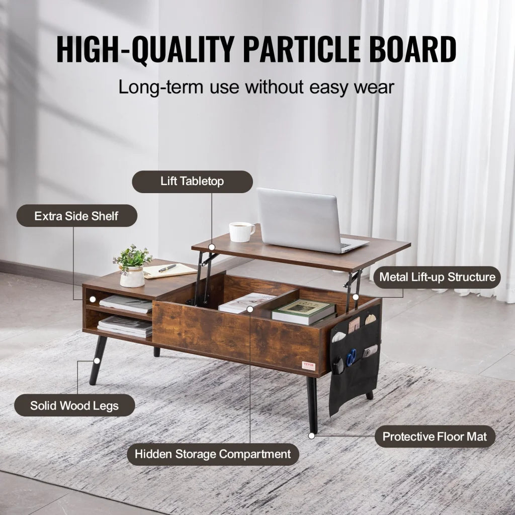 VEVOR Lift Top Coffee Table 39.4 in Rectangle Coffee Table