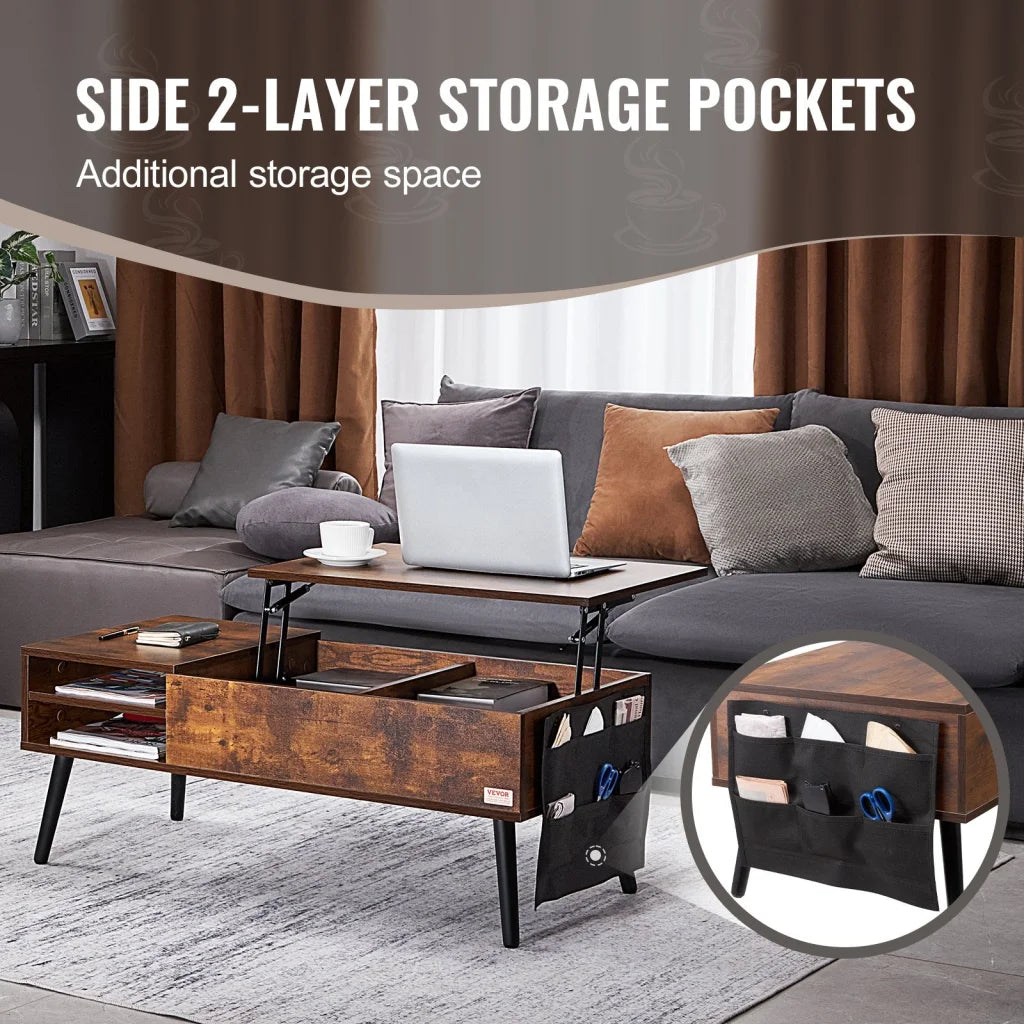 VEVOR Lift Top Coffee Table 39.4 in Rectangle Coffee Table