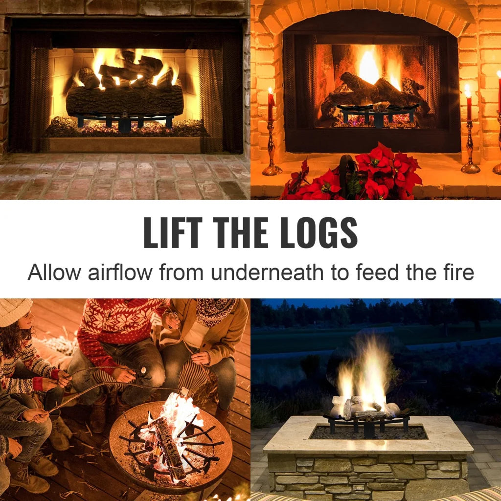 VEVOR Log Grate 27 inch Heavy Duty Wheel Fire Grate with 6