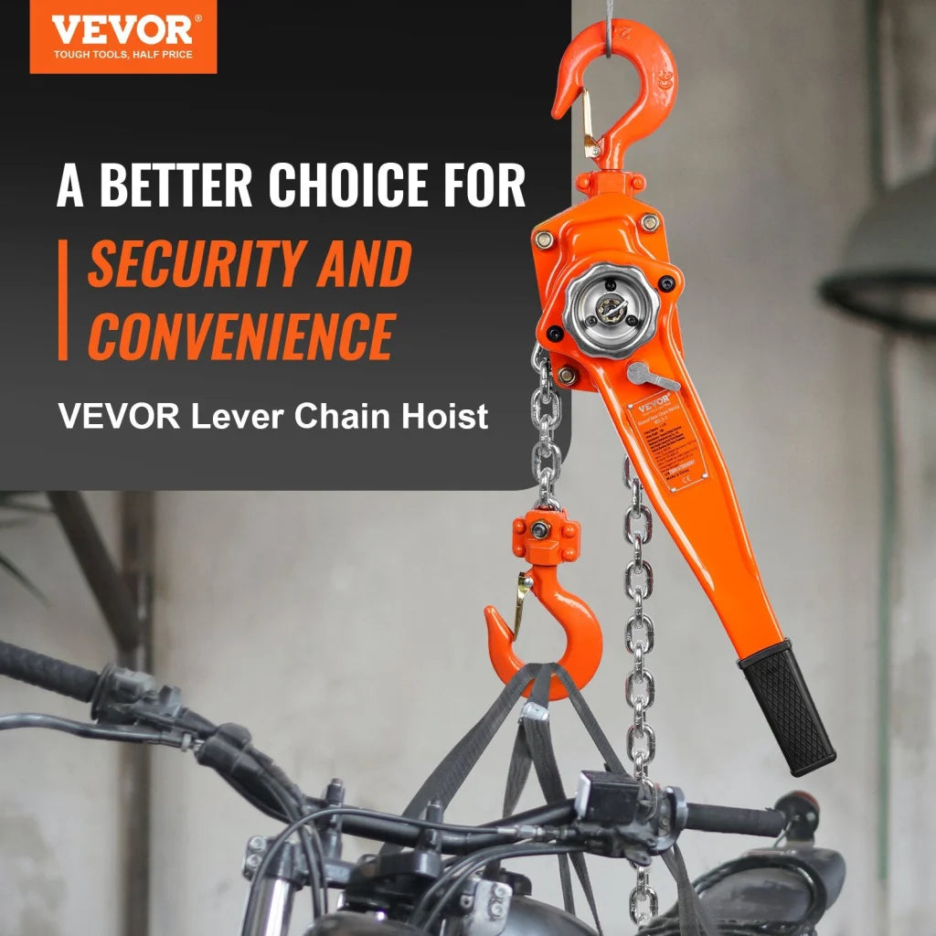 VEVOR Manual Lever Chain Hoist 1-1/2 Ton 3300 lbs Capacity