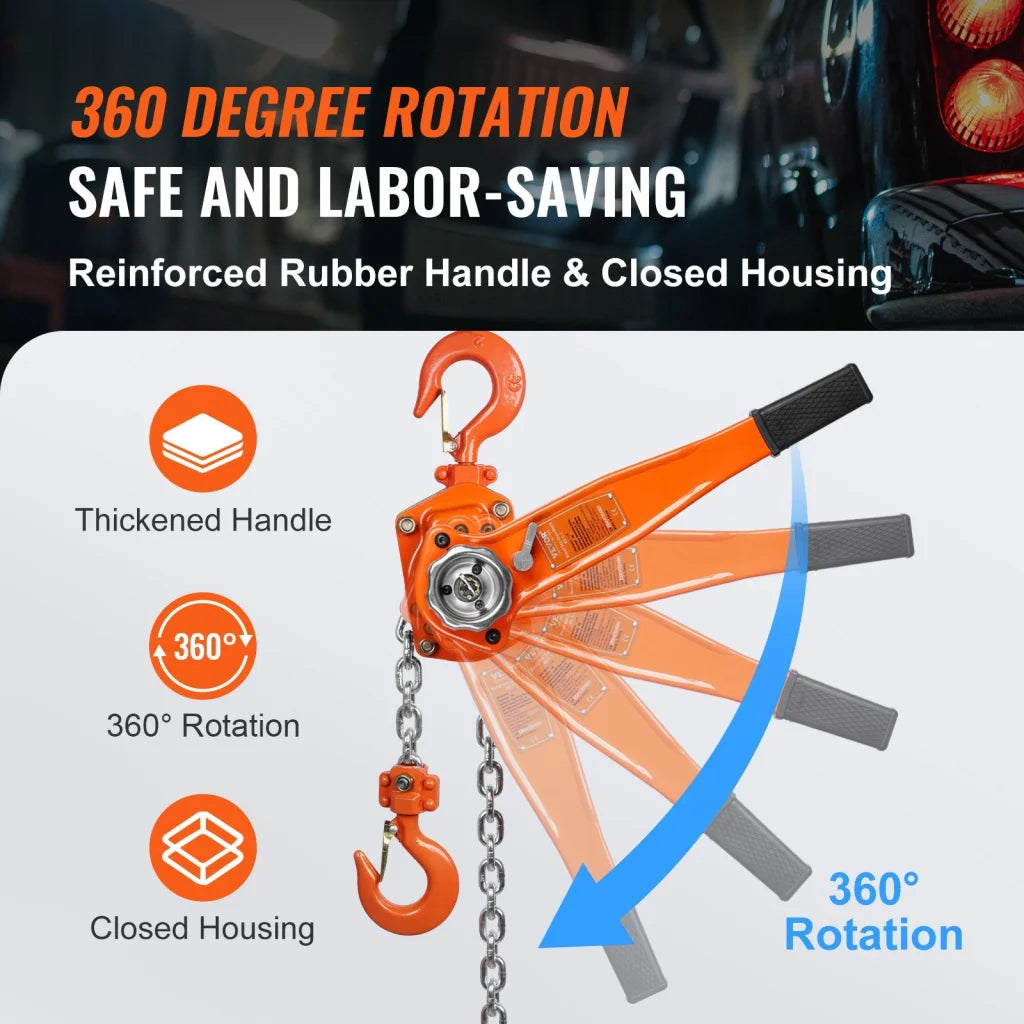 VEVOR Manual Lever Chain Hoist 1-1/2 Ton 3300 lbs Capacity