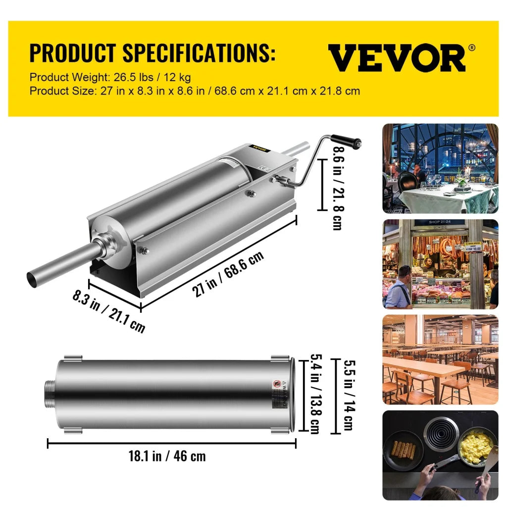 Steel vevor manual sausage with assembled layout and visible hardware