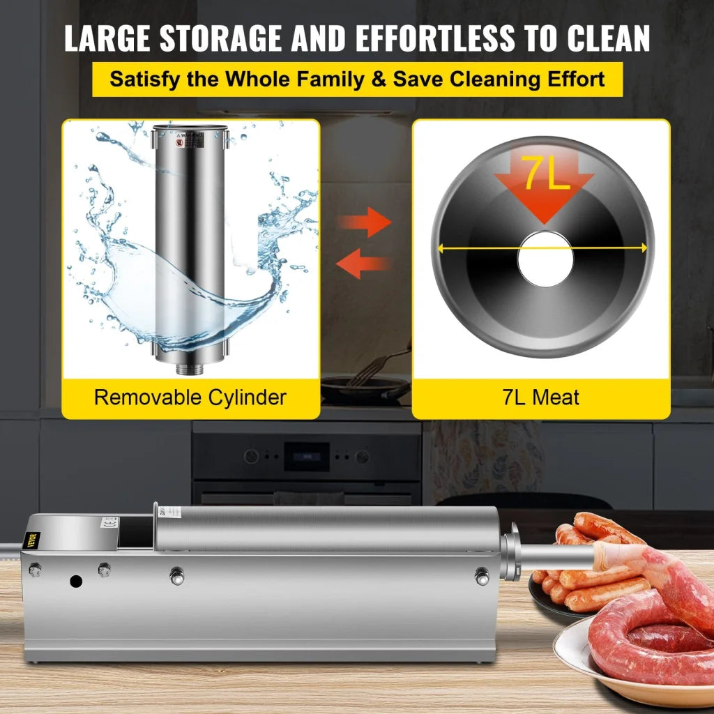 Steel vevor manual sausage with pack contents and accessory layout