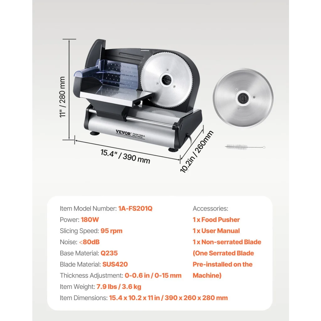 VEVOR Meat Slicer 180W 190 mm Electric Deli Food Slicer