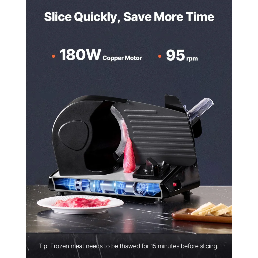VEVOR Meat Slicer 180W 190 mm Electric Deli Food Slicer