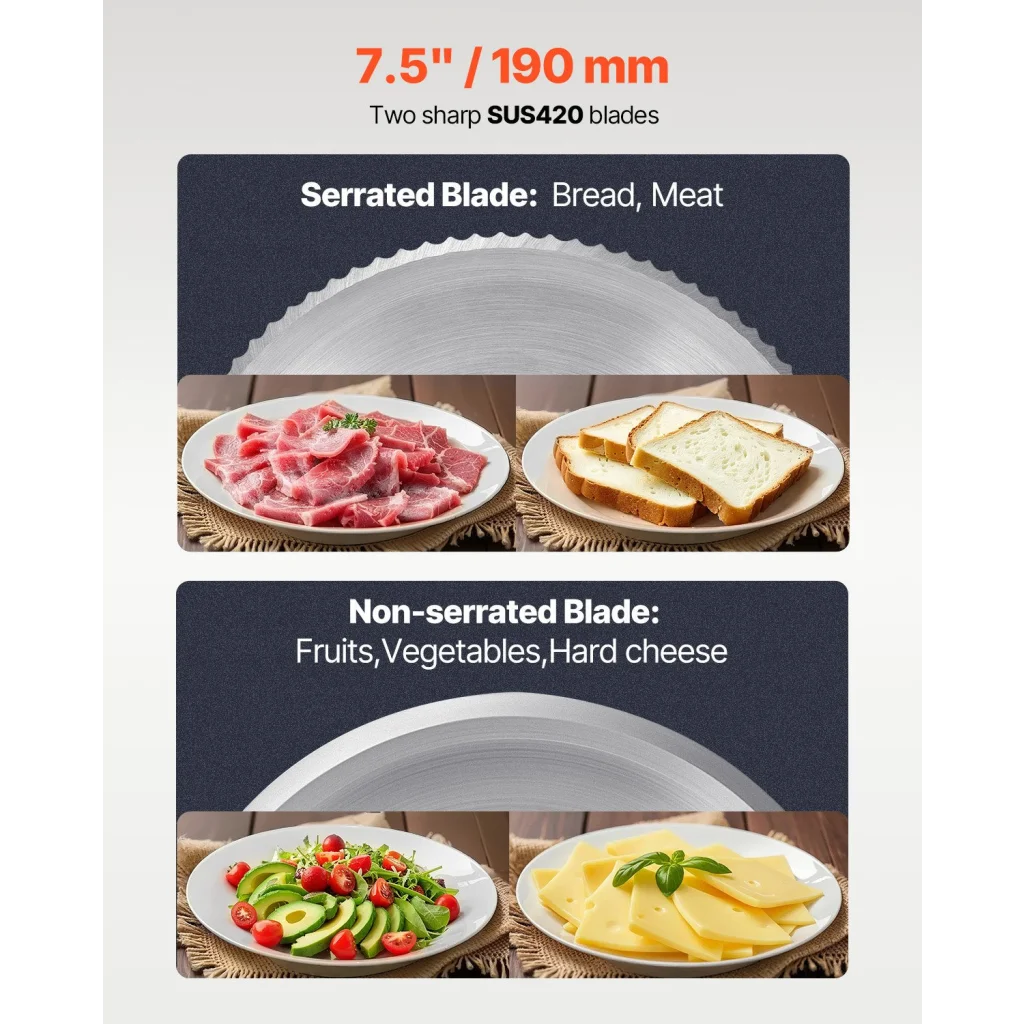 VEVOR Meat Slicer 180W 190 mm Electric Deli Food Slicer