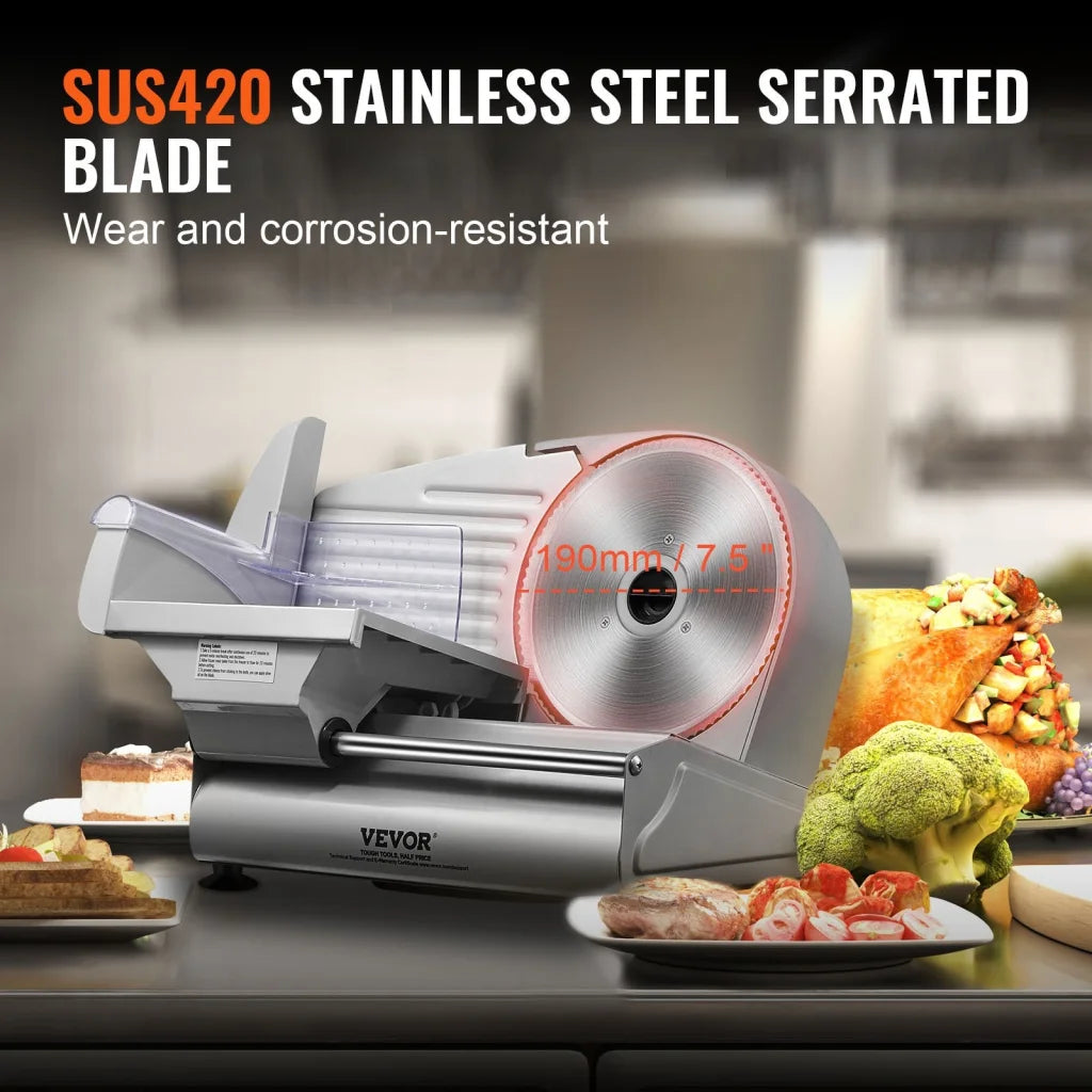 VEVOR Meat Slicer 180W Electric Deli Food Slicer with 7.5’’
