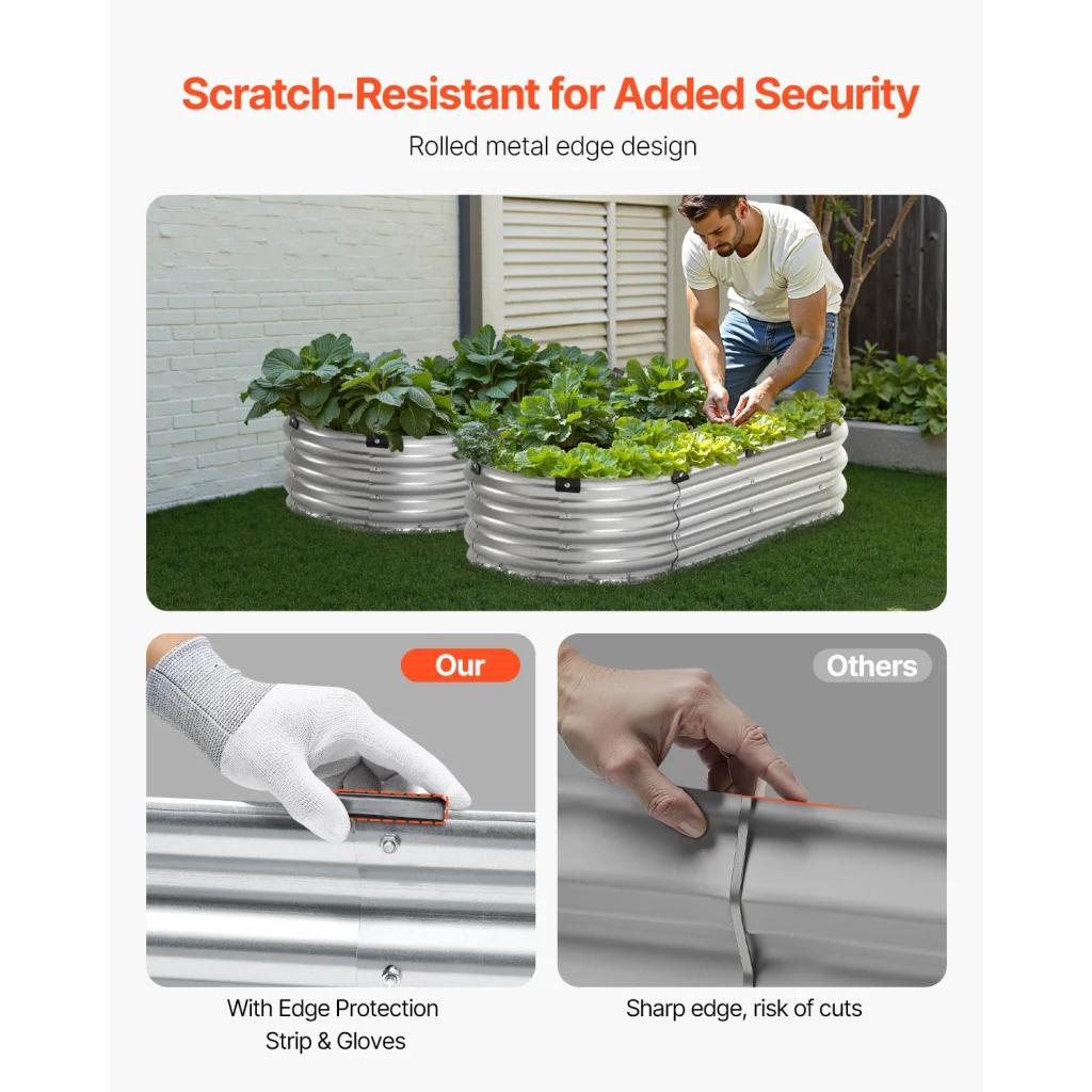 VEVOR Metal Raised Garden Bed 4x2x1 ft Outdoor Galvanized