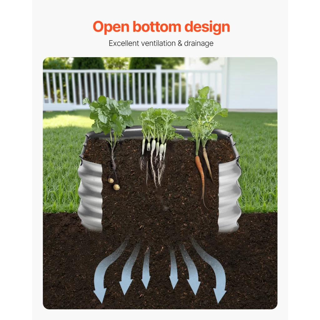 VEVOR Metal Raised Garden Bed 4x2x1 ft Outdoor Galvanized