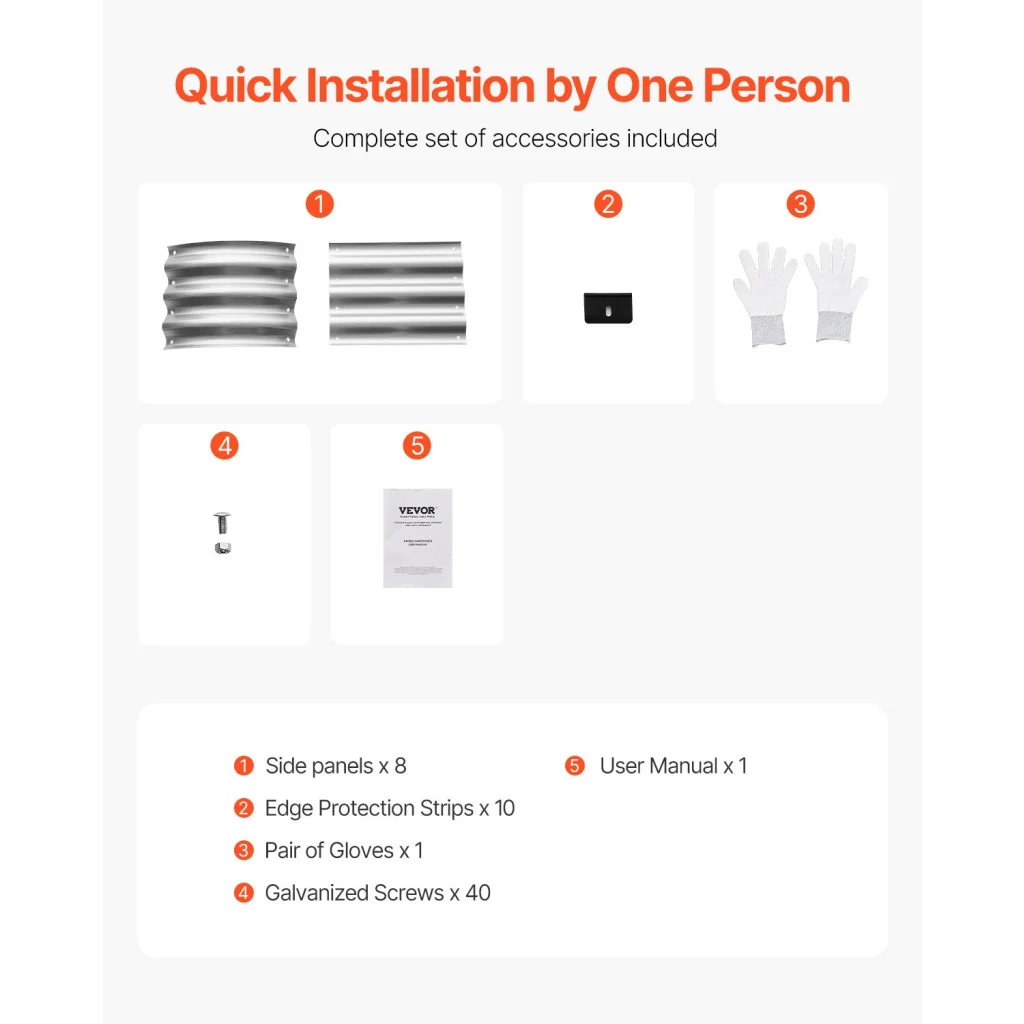 VEVOR Metal Raised Garden Bed 4x2x1 ft Outdoor Galvanized
