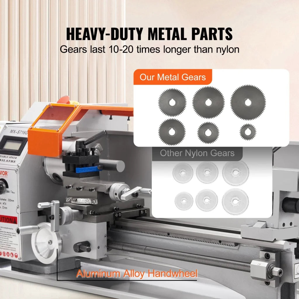 VEVOR Mini Metal Lathe Machine 180 x 400 mm 800W Precision