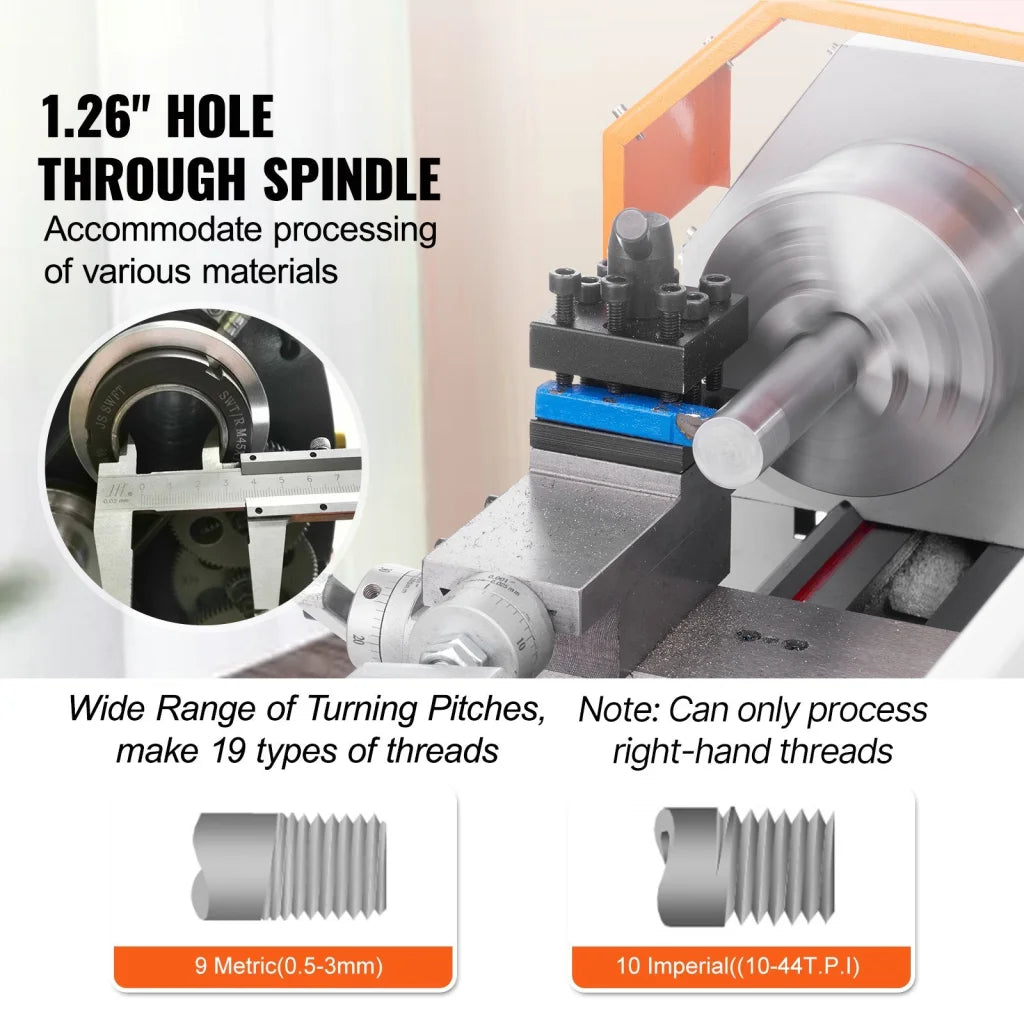 VEVOR Mini Metal Lathe Machine 180 x 400 mm 800W Precision