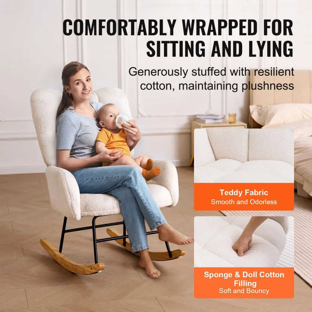 VEVOR Nursery Rocking Chair 250 lbs Weight Capacity Teddy