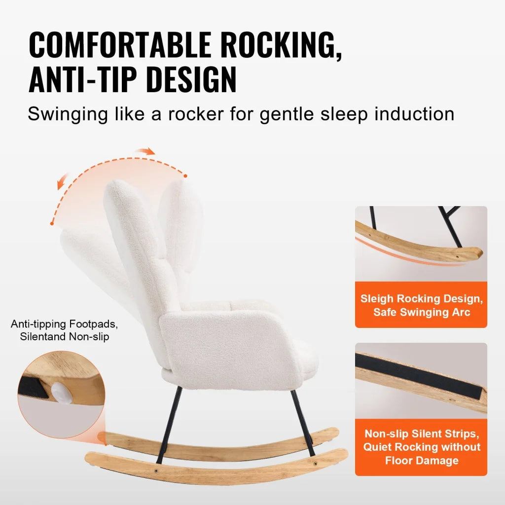VEVOR Nursery Rocking Chair 250 lbs Weight Capacity Teddy