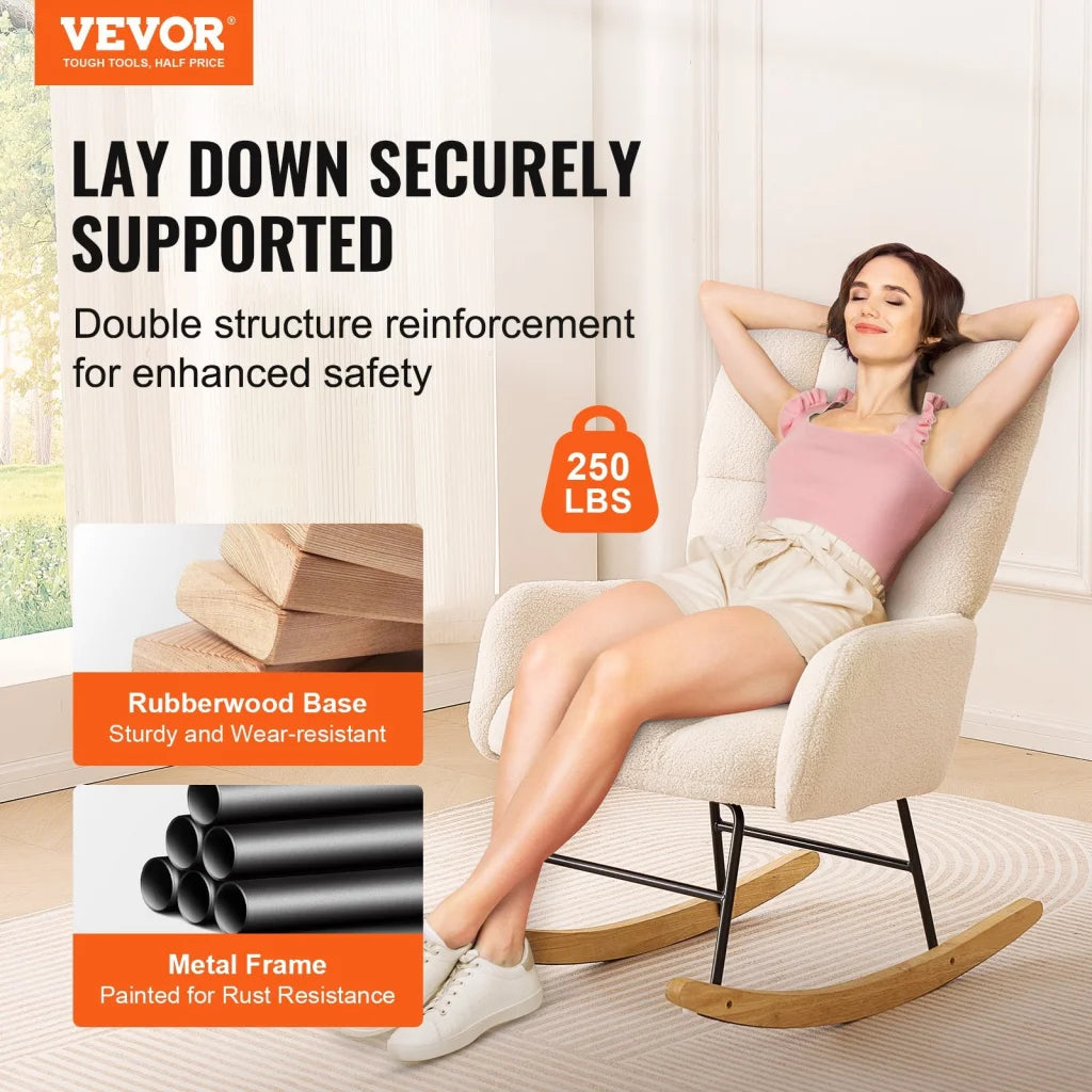 VEVOR Nursery Rocking Chair 250 lbs Weight Capacity Teddy