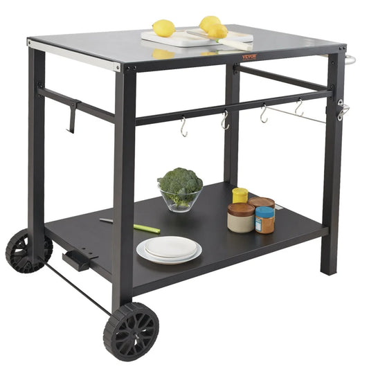 VEVOR Outdoor Grill Dining Cart with Double-Shelf 85*55cm