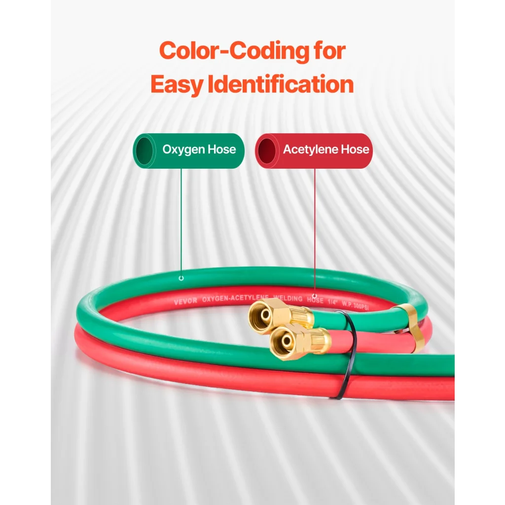 VEVOR Oxygen Acetylene Hose 1/4-Inch x 50FT Oxy Acetylene