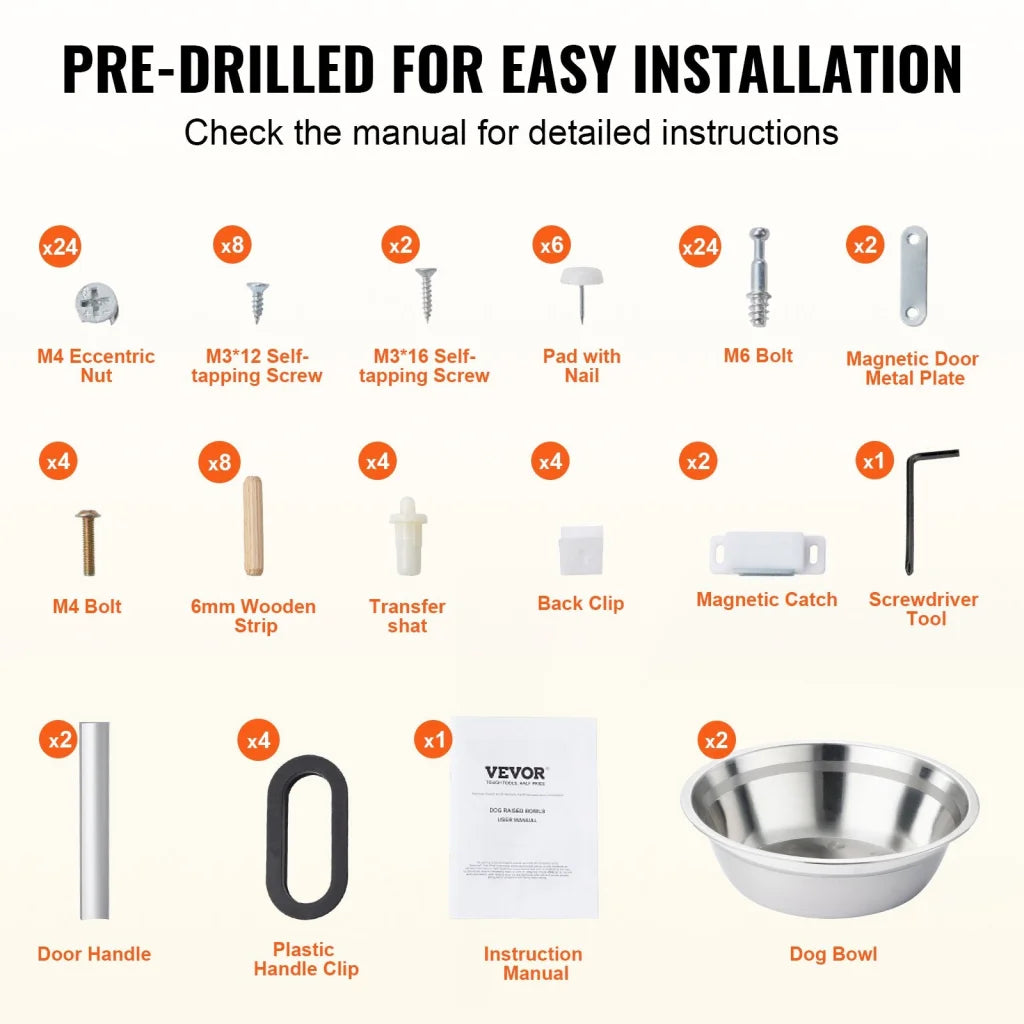 VEVOR Pet Feeding Station w/ 2 Elevated Dog Bowls Dog Food