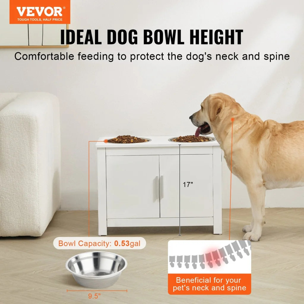 VEVOR Pet Feeding Station w/ 2 Elevated Dog Bowls Dog Food